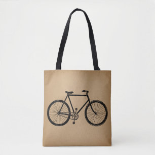 自転車イラストレーションヴィンテージブラウンサイクリング トートバッグ