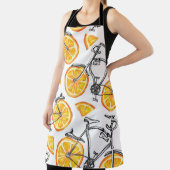 自転車オレンジ：水彩夏パターン エプロン (インサイチュ)