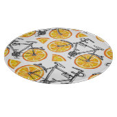 自転車オレンジ:水彩夏パターン カッティングボード (角)