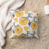 自転車オレンジ：水彩夏パターン クッション (ブランケット)