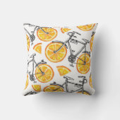 自転車オレンジ：水彩夏パターン クッション (裏面)