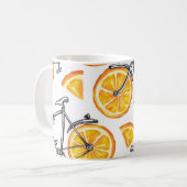 自転車オレンジ:水彩夏パターン コーヒーマグカップ (正面左)