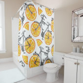 自転車オレンジ:水彩夏パターン シャワーカーテン (インサイチュ)