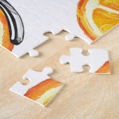 自転車オレンジ：水彩夏パターン ジグソーパズル (側面)