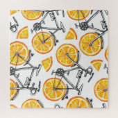 自転車オレンジ：水彩夏パターン ジグソーパズル (横)