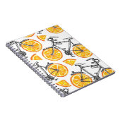 自転車オレンジ：水彩夏パターン ノートブック (右側)