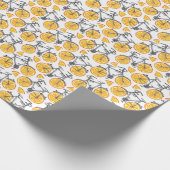 自転車オレンジ：水彩夏パターン ラッピングペーパー (角)