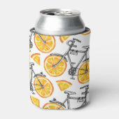 自転車オレンジ：水彩夏パターン 缶クーラー (缶正面)