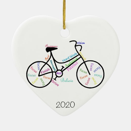 自転車カスタム用のやる気を起こさせるサイクリング日付ワード セラミックオーナメント (裏面)