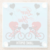 自転車カップル ロマンチック ギフト ガラスコースター (裏面)