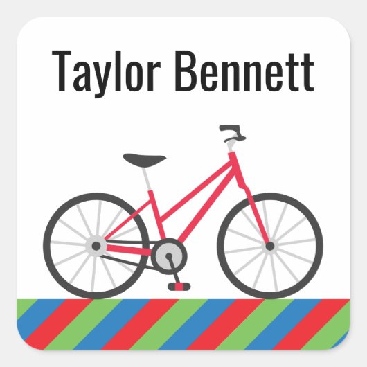 自転車カラフルのカスタムステッパーソナライズされたカー スクエアシール (正面)