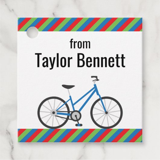 自転車カラフルのパーソナライズされた愛護又は贈与ラベル フェイバータグ (正面)