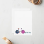 自転車カラフルアートスケッチパーソナライズされた名 ノートカード (正面/裏面インサイチュ)