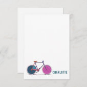 自転車カラフルアートスケッチパーソナライズされた名 ノートカード (正面/裏面)