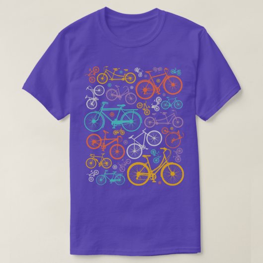 自転車カラフルイラストレーションバイクオーバーサイクリング Tシャツ (デザイン正面)