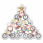 自転車カラフルクリスマスツリーオーナメント シール (正面)