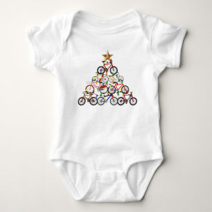 自転車カラフルクリスマスツリーオーナメント ベビーボディスーツ