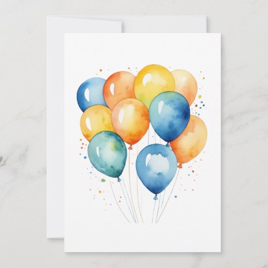 自転車カラフルハッピーバースデーの風船ボーイ カード (裏面)