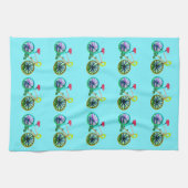 自転車カラフルバイクサイクリングブルー4ブレント キッチンタオル (横)