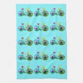 自転車カラフルバイクサイクリングブルー4ブレント キッチンタオル (縦)