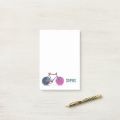 自転車カラフルラインアートスケッチパーソナライズされた ポストイット (デスク上)