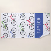 自転車カラフル用パーソナライズされたビーチタオル ビーチタオル (正面)