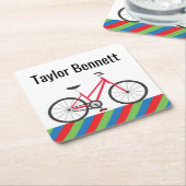 自転車カラフル紙パーソナライズされたコースター スクエアペーパーコースター (アングル)