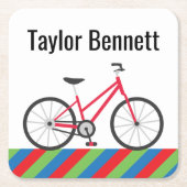 自転車カラフル紙パーソナライズされたコースター スクエアペーパーコースター (正面)