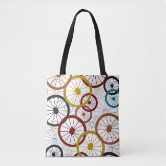 自転車カラフル車輪 トートバッグ