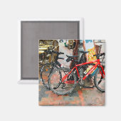 自転車カラフル通りシーン マグネット (正面/裏面)