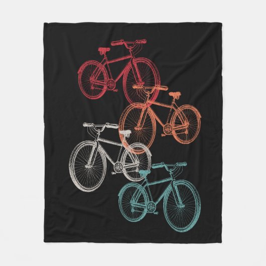 自転車カラフル フリースブランケット (正面)