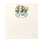 自転車ガール農家マーケットスーパーショッピングカスタム ノートパッド (正面)