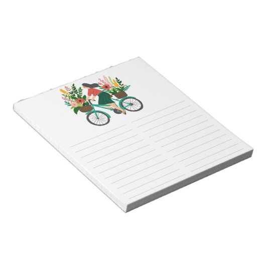 自転車ガール農家マーケットスーパーショッピングリスト ノートパッド (アングル)