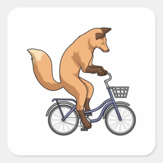 自転車キツネ スクエアシール (正面)