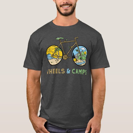 自転車キャンプおもしろTシャツ Tシャツ (正面)