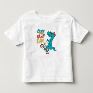 自転車クール上の恐竜；日素晴らし トドラーTシャツ