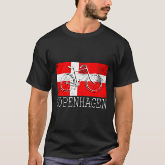 自転車コペンハーゲンツーリングデンマーク国旗のギフト Tシャツ