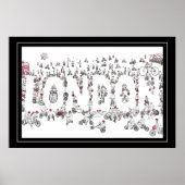 自転車サイクリングのまわりにロンドンラインアート ポスター (正面)