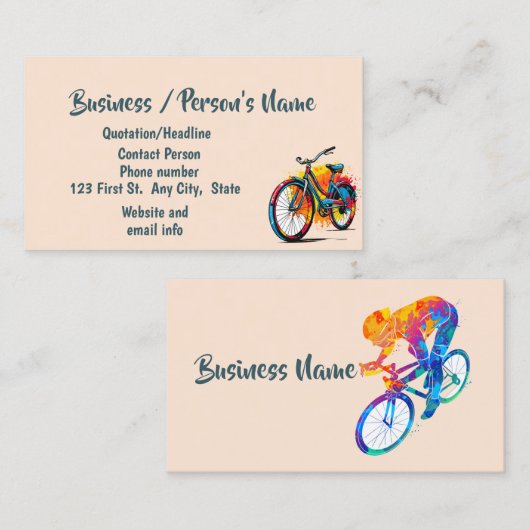 自転車サイクリングサイクリングクラスカスタムビジネス 名刺 (正面/裏面)