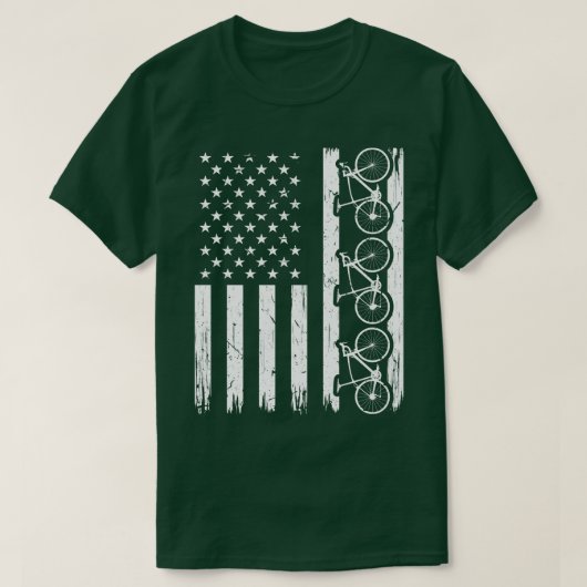 自転車サイクリングメンズUSA国旗 Tシャツ (デザイン正面)