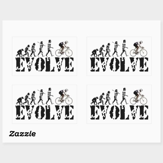 自転車サイクリング自転車に乗る進化スポーツアート 長方形シール (シート)