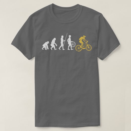 自転車サイクリング進化バイクもしくは自転車に乗る人サイクリスト Tシャツ (デザイン正面)