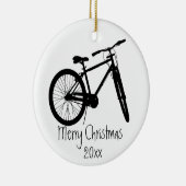 自転車サイクルサイクリングバイクもしくは自転車に乗る人黒シルエット セラミックオーナメント (右)