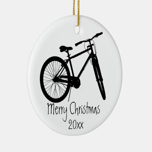 自転車サイクルサイクリングバイクもしくは自転車に乗る人黒シルエット セラミックオーナメント (右)