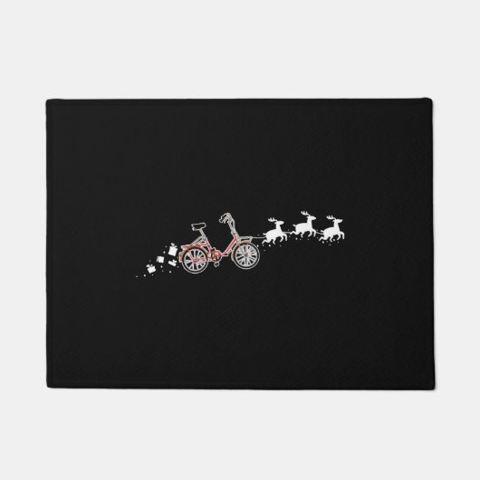 自転車サンタのクリスマスソリ – おもしろい自転車 ドアマット (正面)