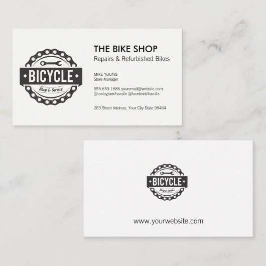 自転車ショップとサービスロゴ 予約カード (正面/裏面)