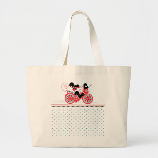 自転車ジャンボトートのリス – 黒/青/赤 ラージトートバッグ