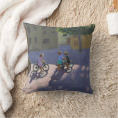 自転車スペインを持つ3人の子供 クッション (ブランケット)
