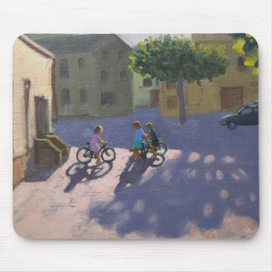 自転車スペインを持つ3人の子供 マウスパッド (正面)