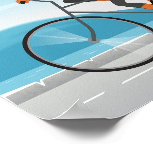 自転車スポーツウーマンサイクリングバイクガールシーカモメ ポスター (角)